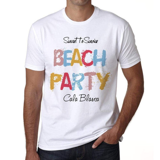 Cala Blanca Beach Party White Mens Short Sleeve Round Neck T-Shirt 00279 - White / S - Casual