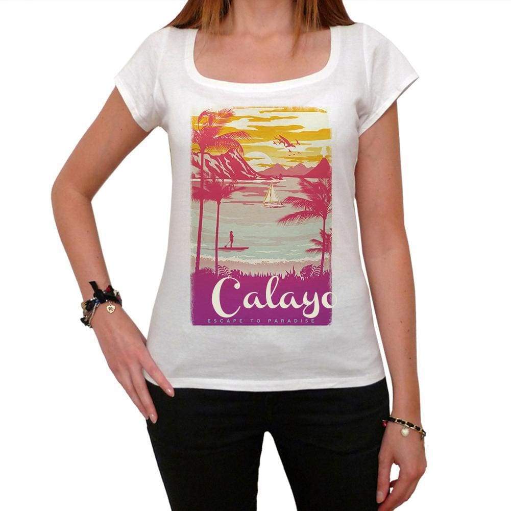 Calayo Escape To Paradise Womens Short Sleeve Round Neck T-Shirt 00280 - White / Xs - Casual