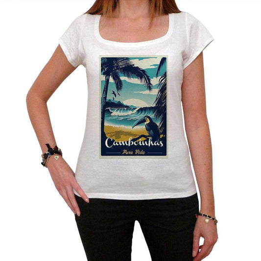 Camboinhas Pura Vida Beach Name White Womens Short Sleeve Round Neck T-Shirt 00297 - White / Xs - Casual