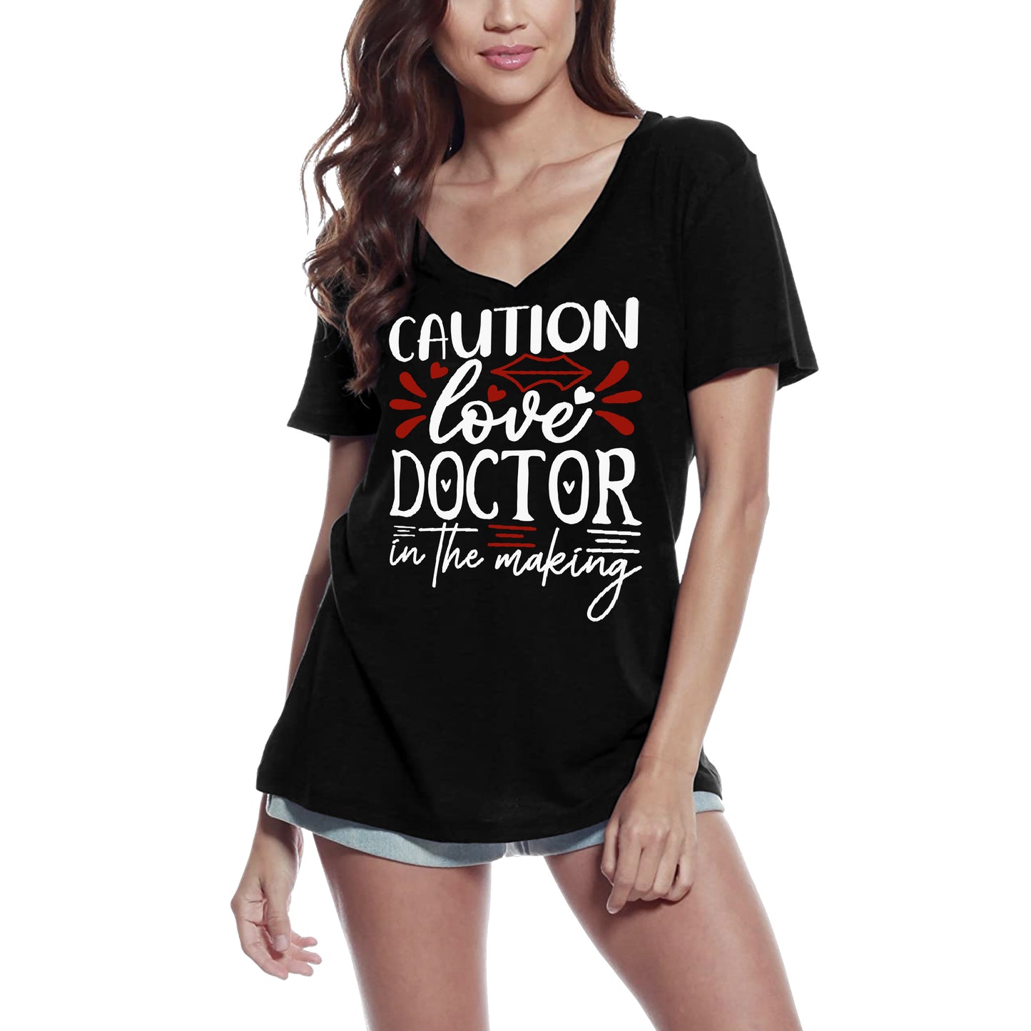 ULTRABASIC Damen T-Shirt Caution Love Doctor in the Making T-Shirt Tops