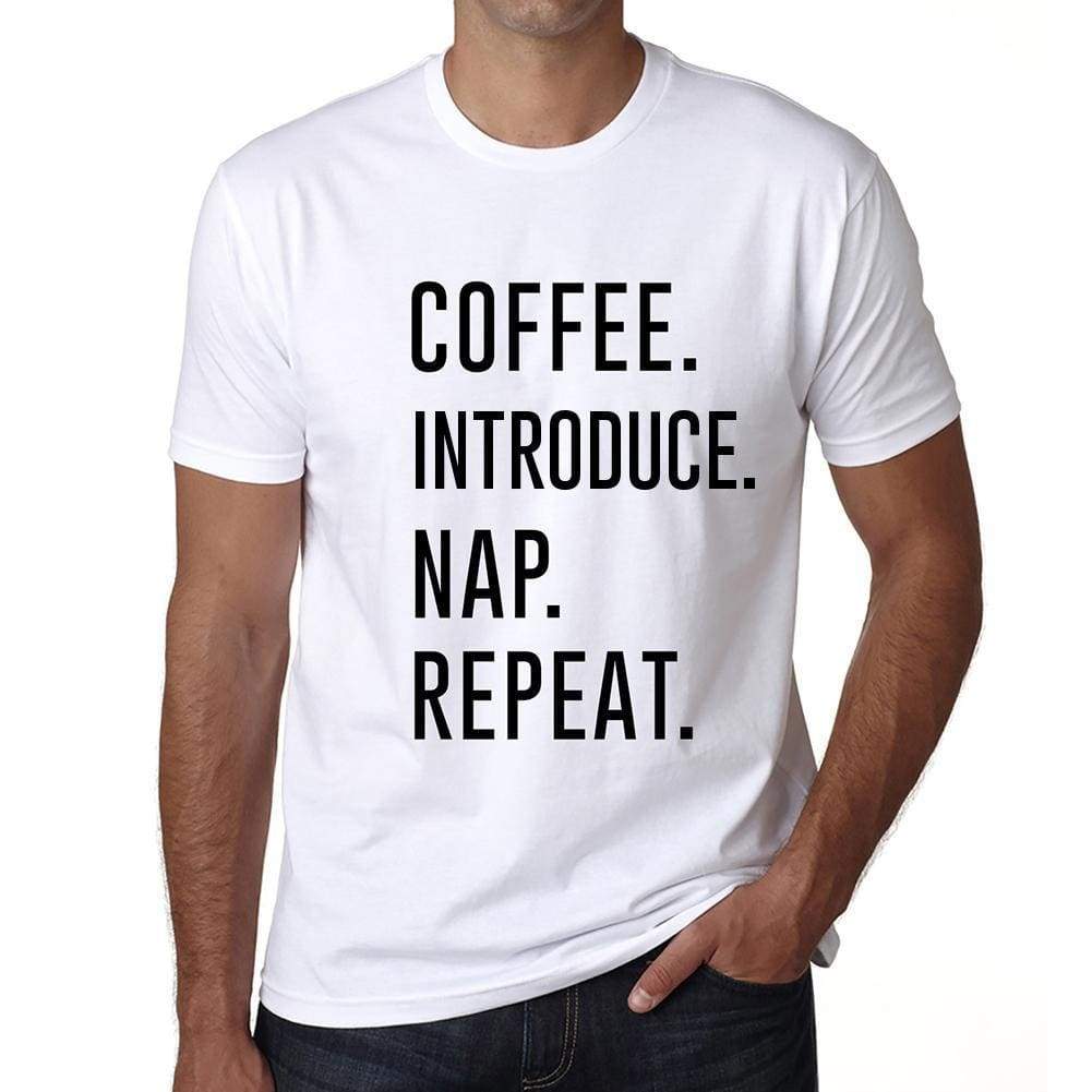 Coffee Introduce Nap Repeat Mens Short Sleeve Round Neck T-Shirt 00058 - White / S - Casual