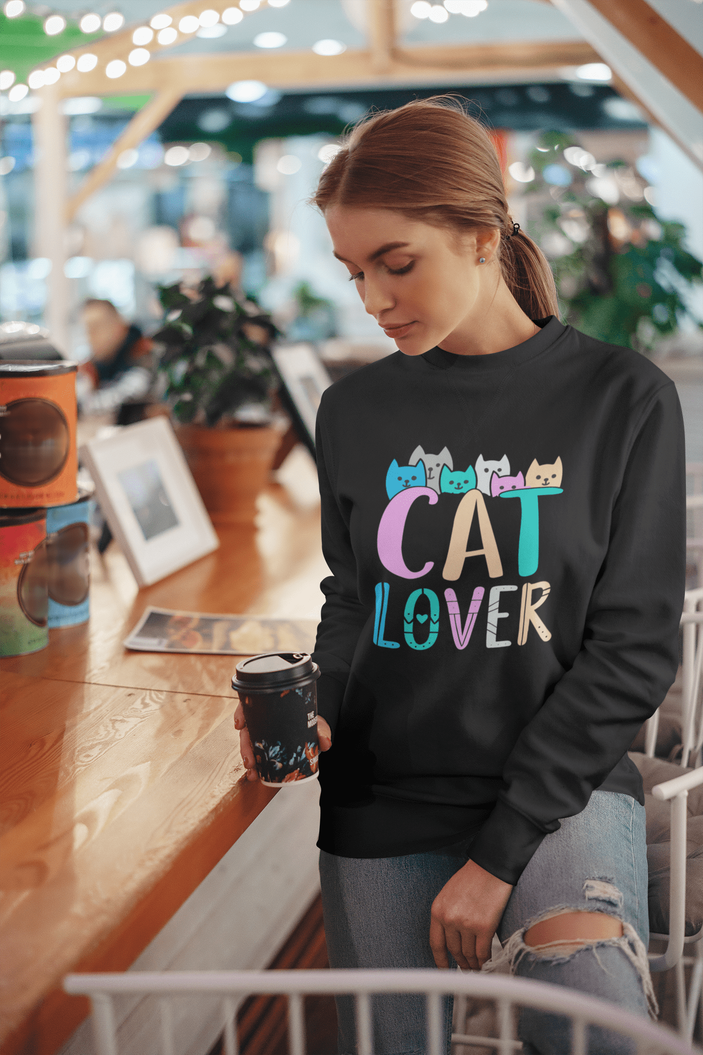 ULTRABASIC Women's Sweatshirt Cat Lover - Kitten Funny Sweater for Ladies