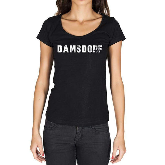 Damsdorf German Cities Black Womens Short Sleeve Round Neck T-Shirt 00002 - Casual