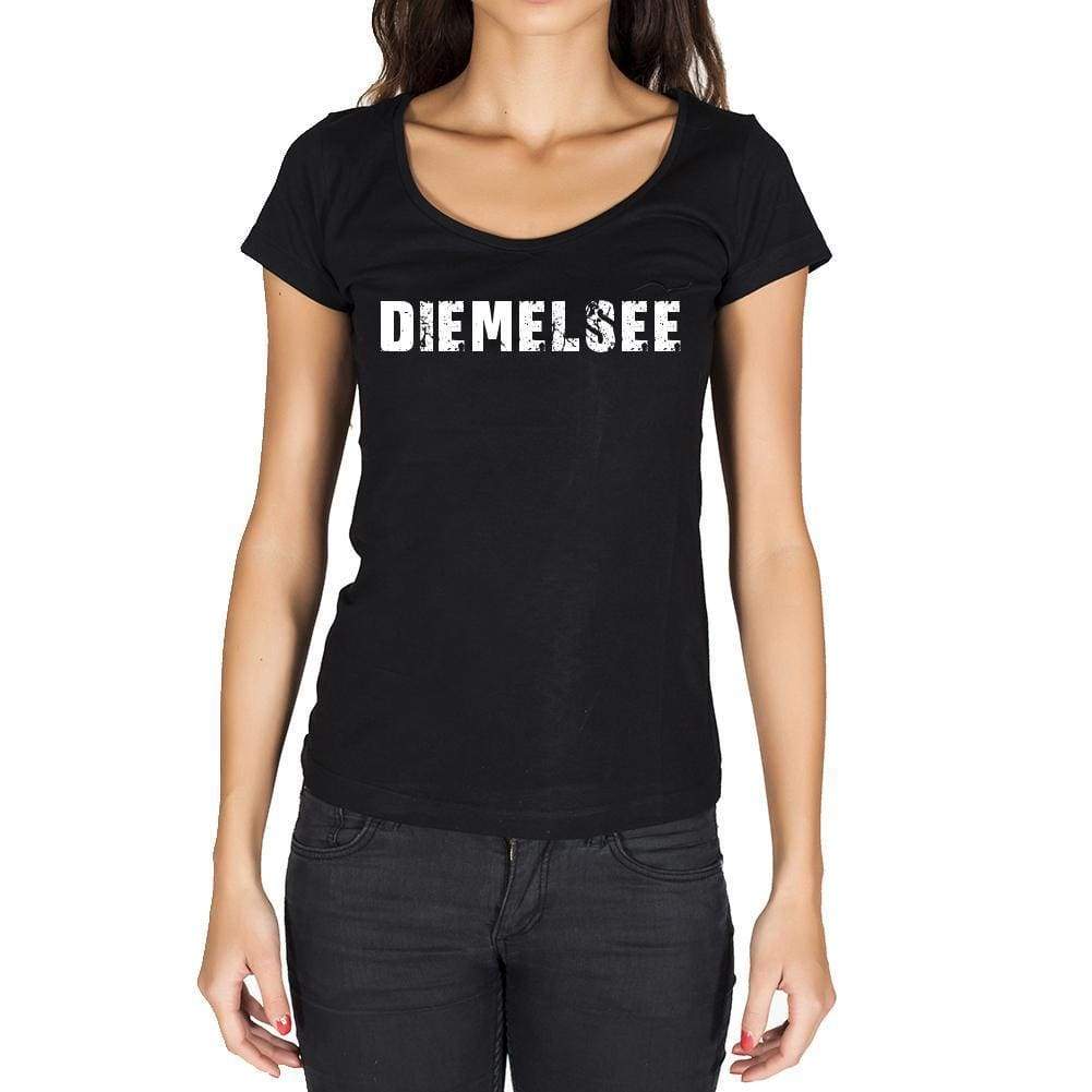 Diemelsee German Cities Black Womens Short Sleeve Round Neck T-Shirt 00002 - Casual