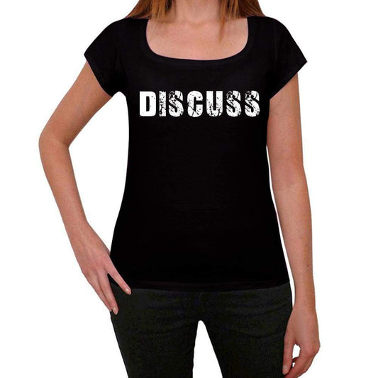 Discuss Womens T Shirt Black Birthday Gift 00547 - Black / Xs - Casual