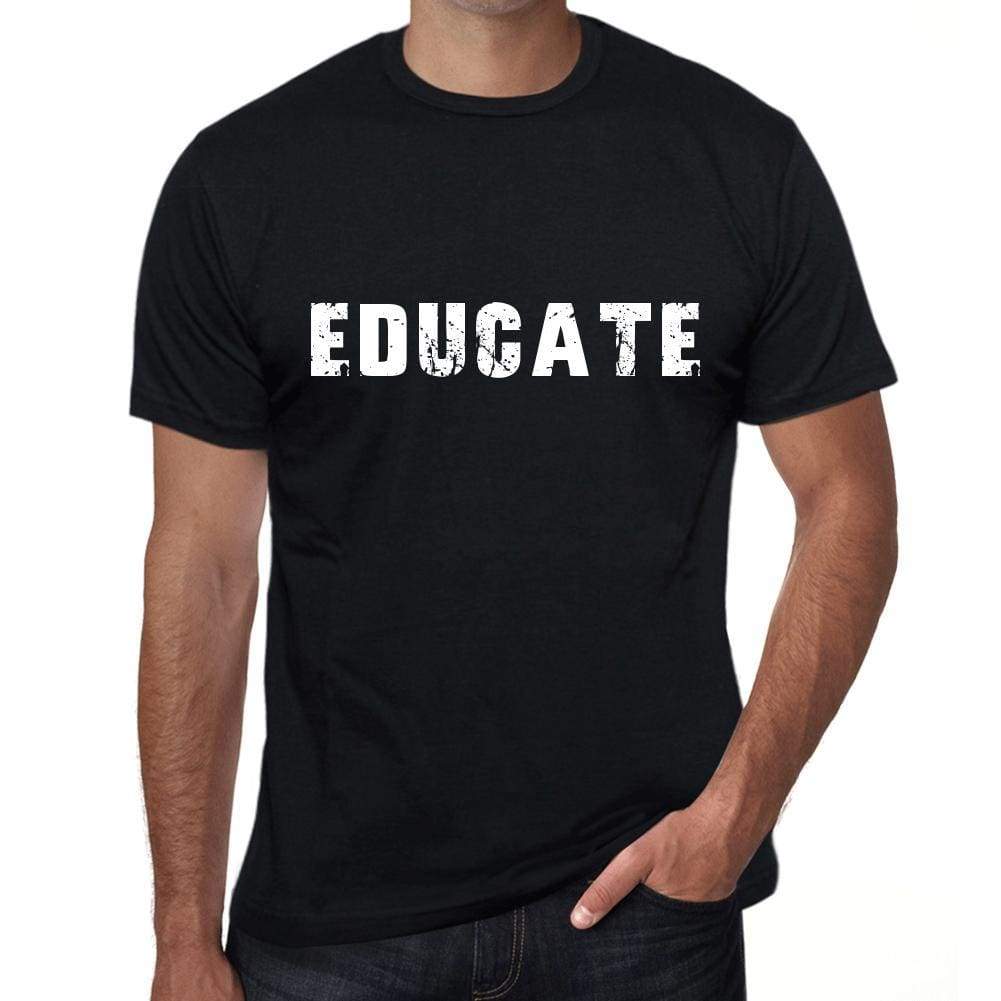 educate Mens Vintage T shirt Black Birthday Gift 00555 - Ultrabasic