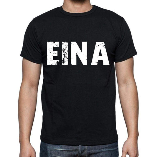 Eina Mens Short Sleeve Round Neck T-Shirt 4 Letters Black - Casual