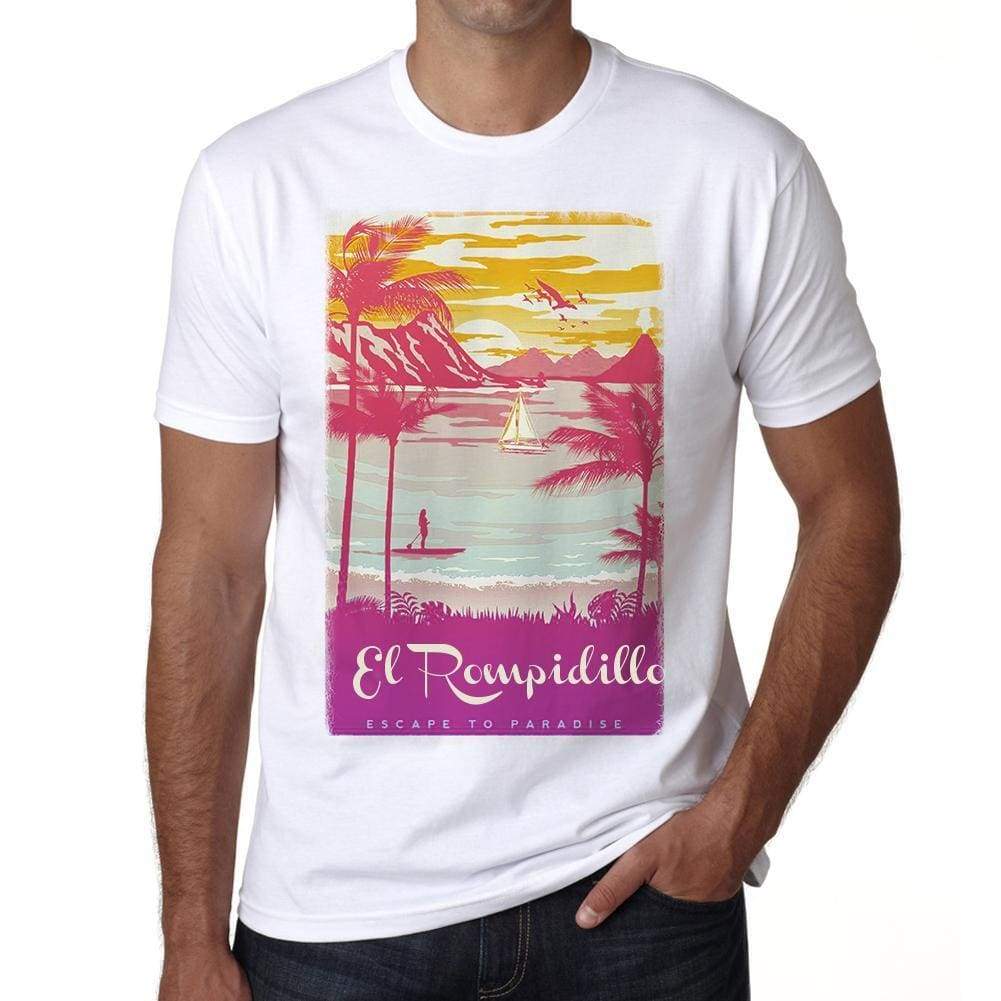 El Rompidillo Escape To Paradise White Mens Short Sleeve Round Neck T-Shirt 00281 - White / S - Casual