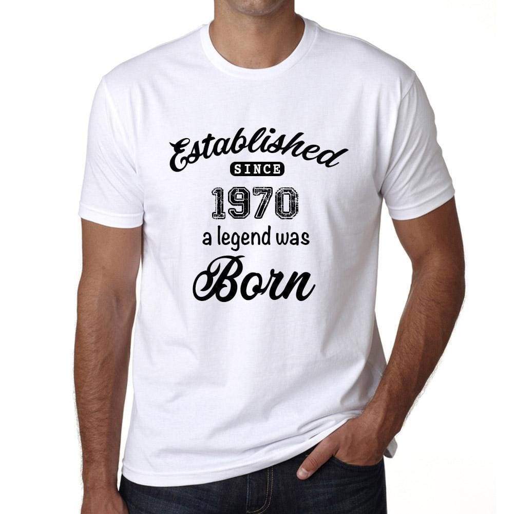 Established Since 1970 Mens Short Sleeve Round Neck T-Shirt 00095 - White / S - Casual