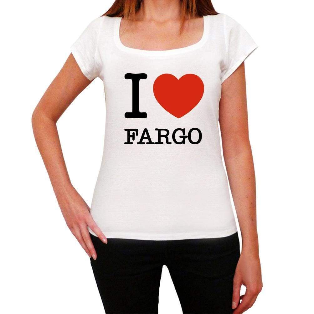 Fargo I Love Citys White Womens Short Sleeve Round Neck T-Shirt 00012 - White / Xs - Casual