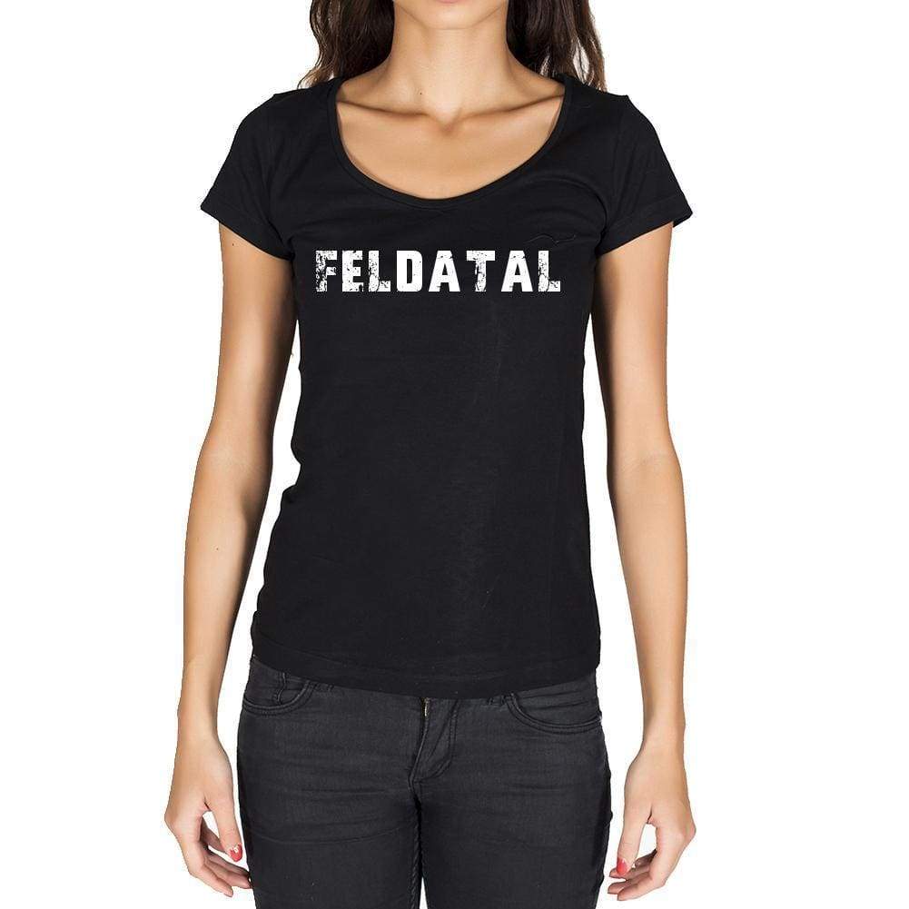 Feldatal German Cities Black Womens Short Sleeve Round Neck T-Shirt 00002 - Casual