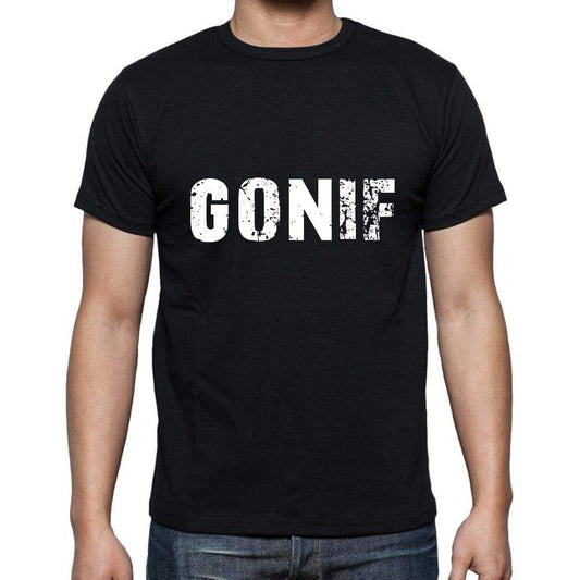 Gonif Mens Short Sleeve Round Neck T-Shirt 5 Letters Black Word 00006 - Casual