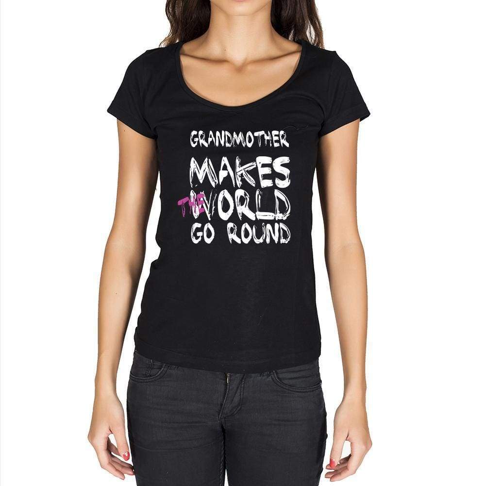 Grandmother World Goes Round Womens Short Sleeve Round Neck T-Shirt 00081 - Black / Xs - Casual