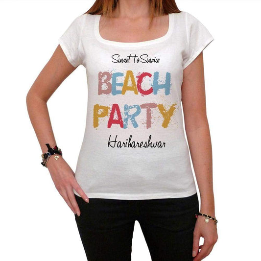 Harihareshwar Beach Party White Womens Short Sleeve Round Neck T-Shirt 00276 - White / Xs - Casual