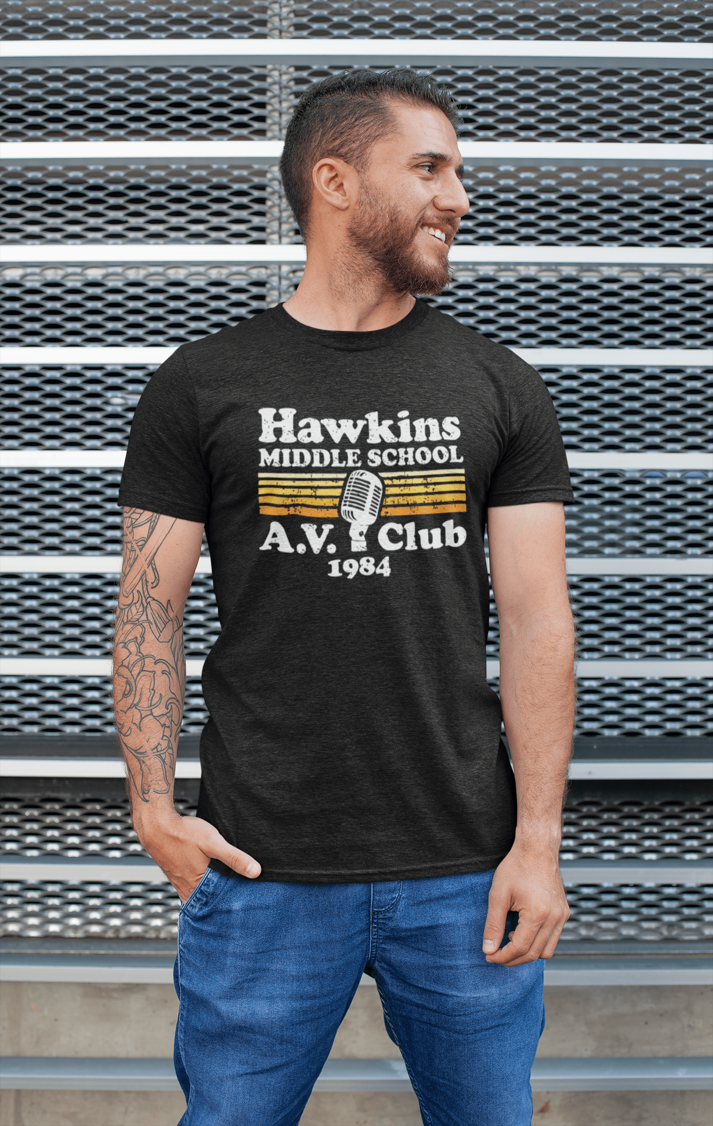 Ultrabasic - Graphic Men's Hawkins Middle School A.V. Club Printed Tee