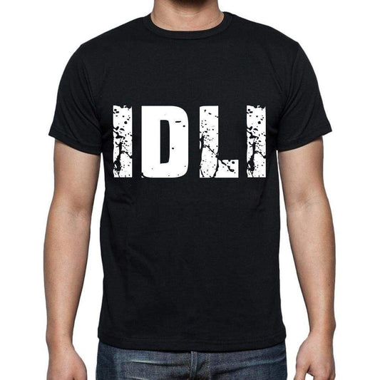 Idli Mens Short Sleeve Round Neck T-Shirt 4 Letters Black - Casual