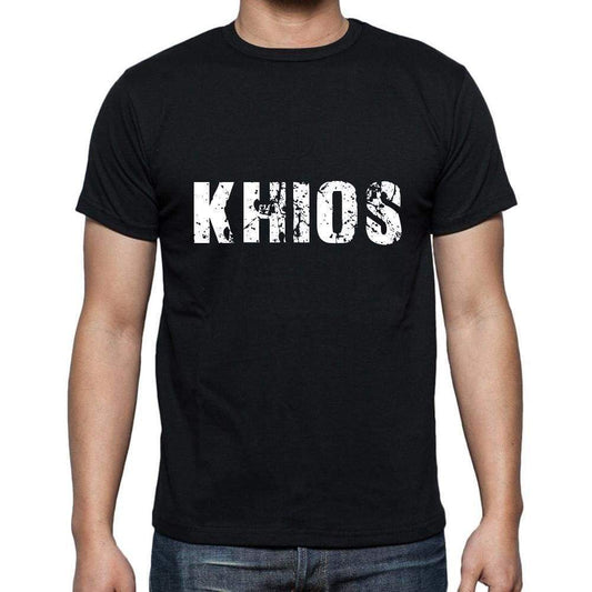 Khios Mens Short Sleeve Round Neck T-Shirt 5 Letters Black Word 00006 - Casual