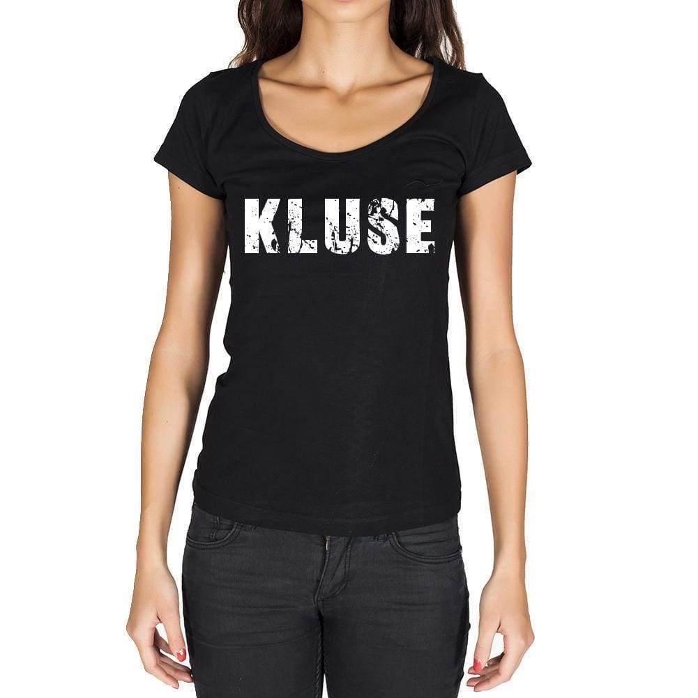 Kluse German Cities Black Womens Short Sleeve Round Neck T-Shirt 00002 - Casual