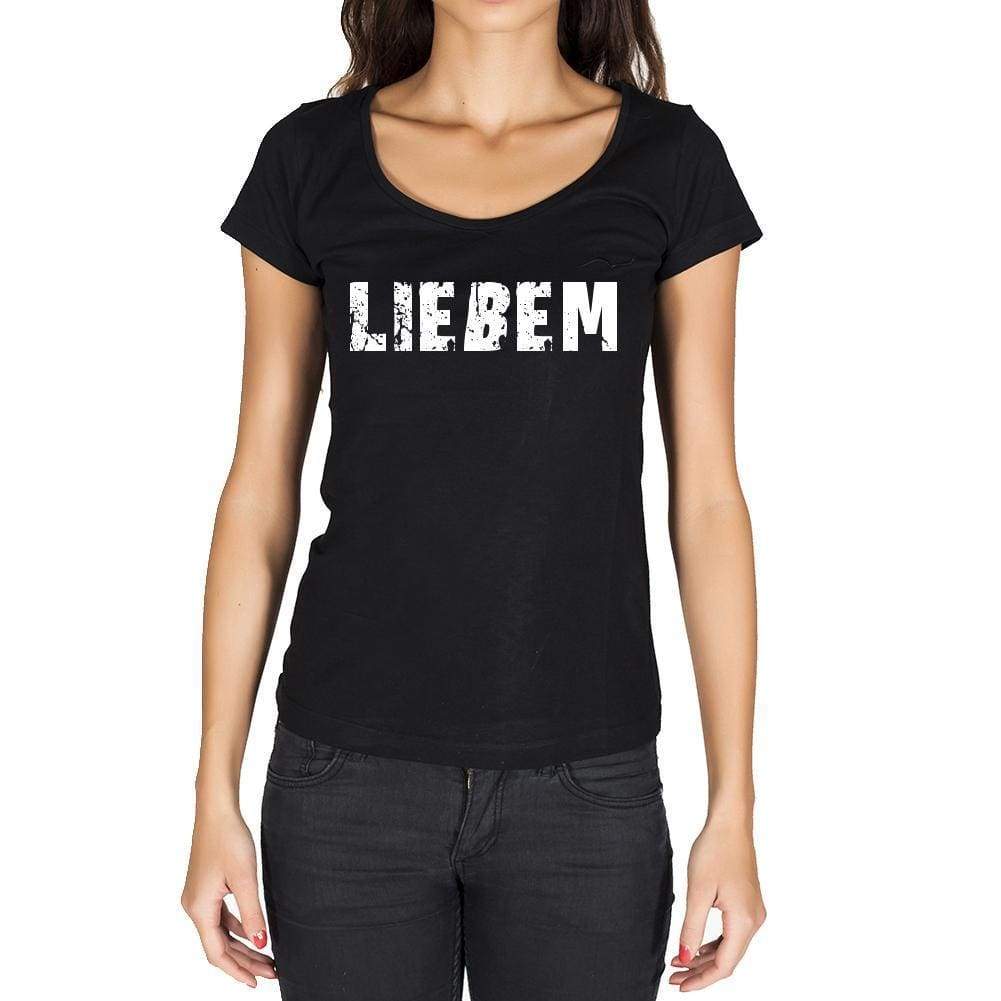 Ließem German Cities Black Womens Short Sleeve Round Neck T-Shirt 00002 - Casual