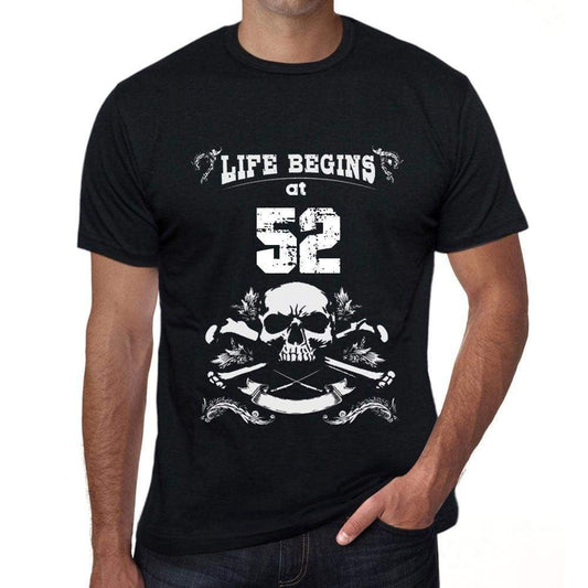 Life Begins At 52 Mens Black T-Shirt Birthday Gift 00449 - Black / Xs - Casual