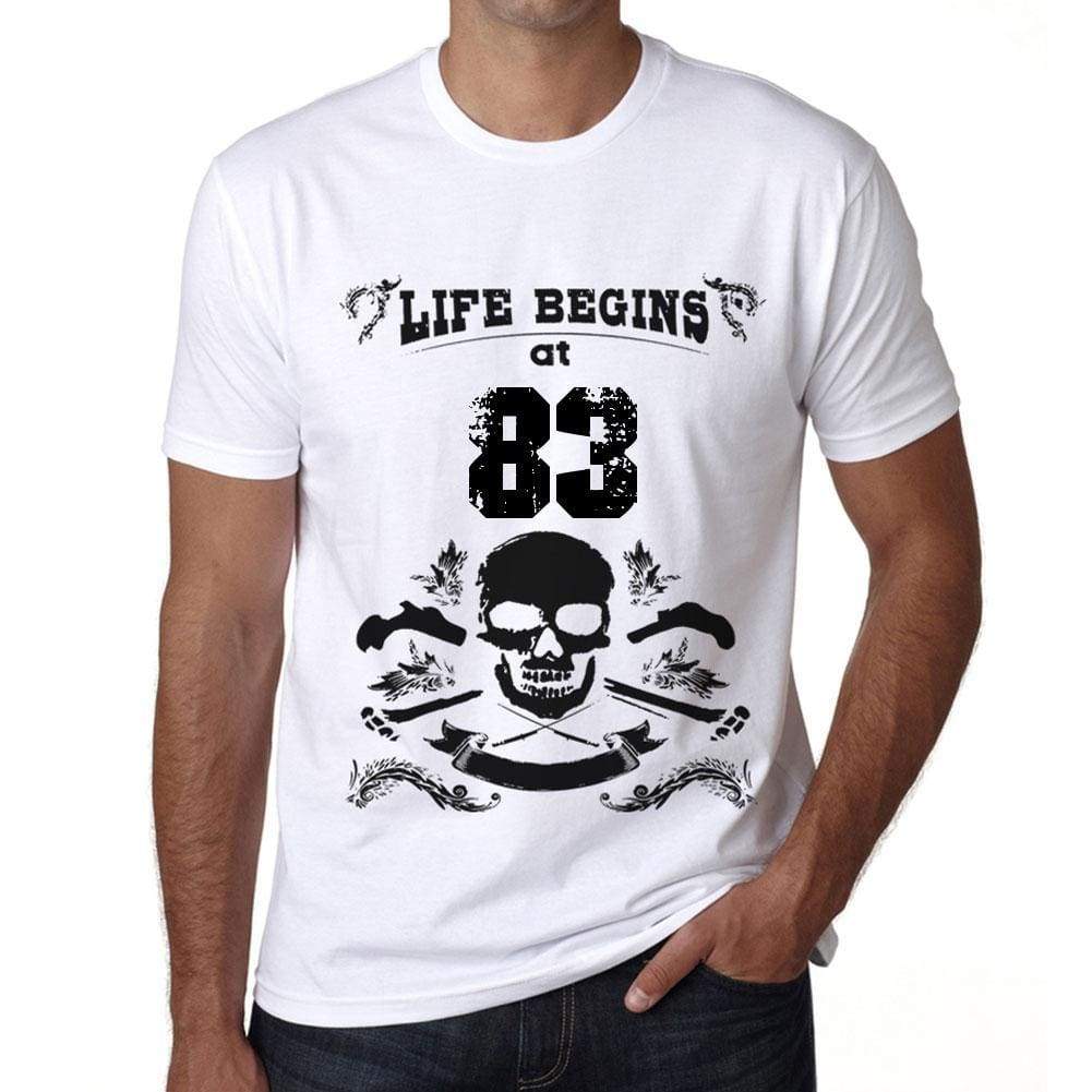 Life Begins At 83 Mens T-Shirt White Birthday Gift 00448 - White / Xs - Casual