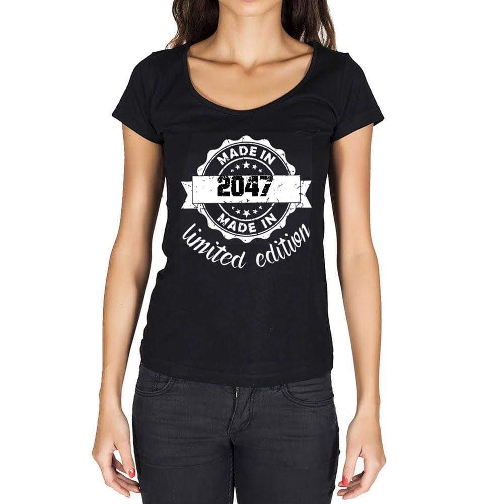 Made In 2047 Limited Edition Womens T-Shirt Black Birthday Gift 00426 - Black / Xs - Casual