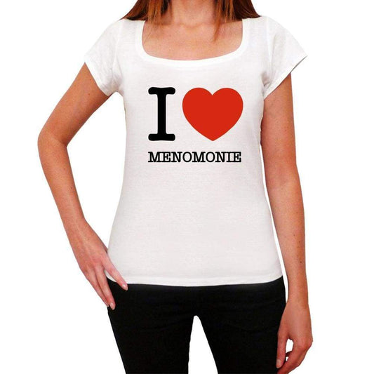 Menomonie I Love Citys White Womens Short Sleeve Round Neck T-Shirt 00012 - White / Xs - Casual