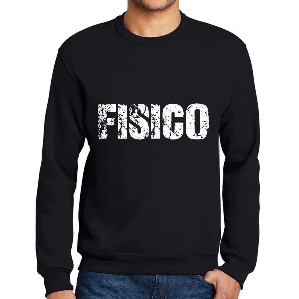 Mens Printed Graphic Sweatshirt Popular Words Fisico Deep Black - Deep Black / Small / Cotton - Sweatshirts