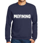 Mens Printed Graphic Sweatshirt Popular Words Morning French Navy - French Navy / Small / Cotton - Sweatshirts