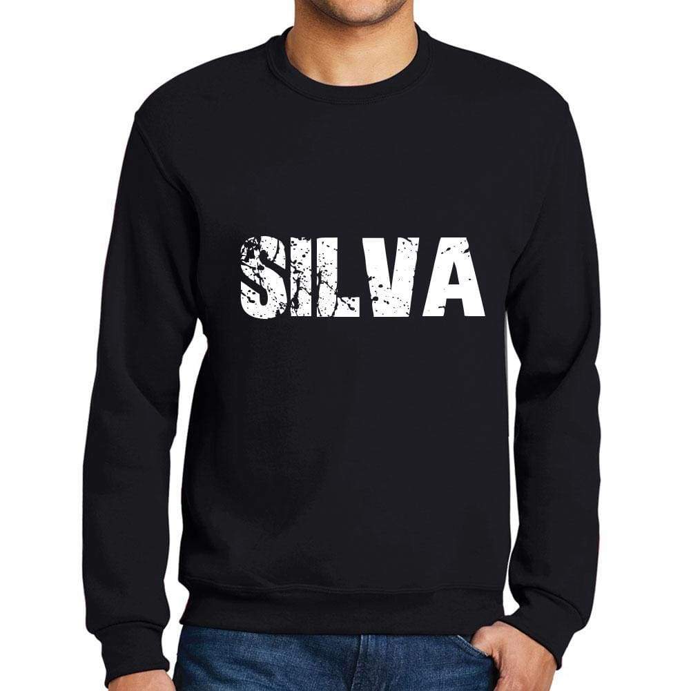 Mens Printed Graphic Sweatshirt Popular Words Silva Deep Black - Deep Black / Small / Cotton - Sweatshirts