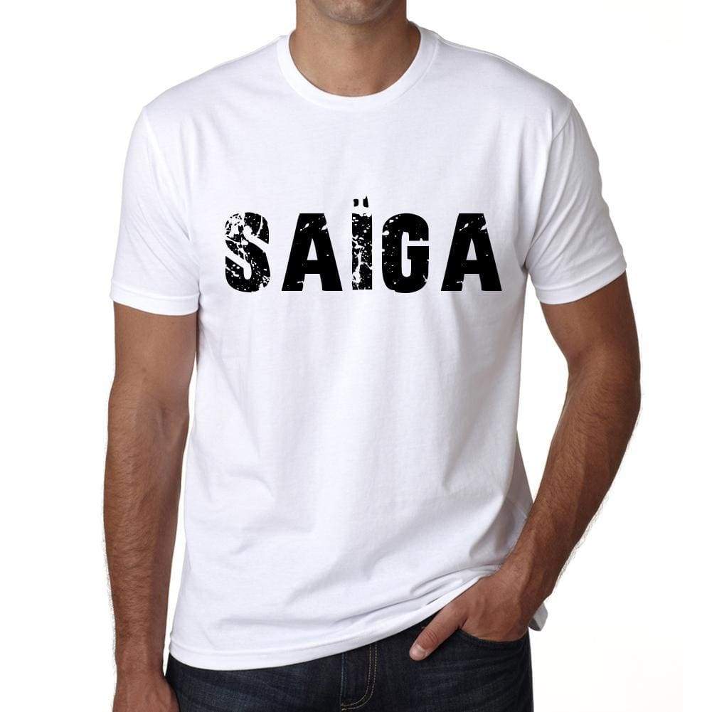 Mens Tee Shirt Vintage T Shirt Saïga X-Small White - White / Xs - Casual