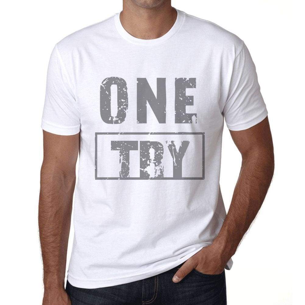 Mens Vintage Tee Shirt Graphic T Shirt One Try White - White / Xs / Cotton - T-Shirt