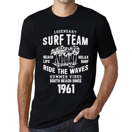 Mens Vintage Tee Shirt Graphic T Shirt Surf Team 1961 Deep Black - Deep Black / Xs / Cotton - T-Shirt