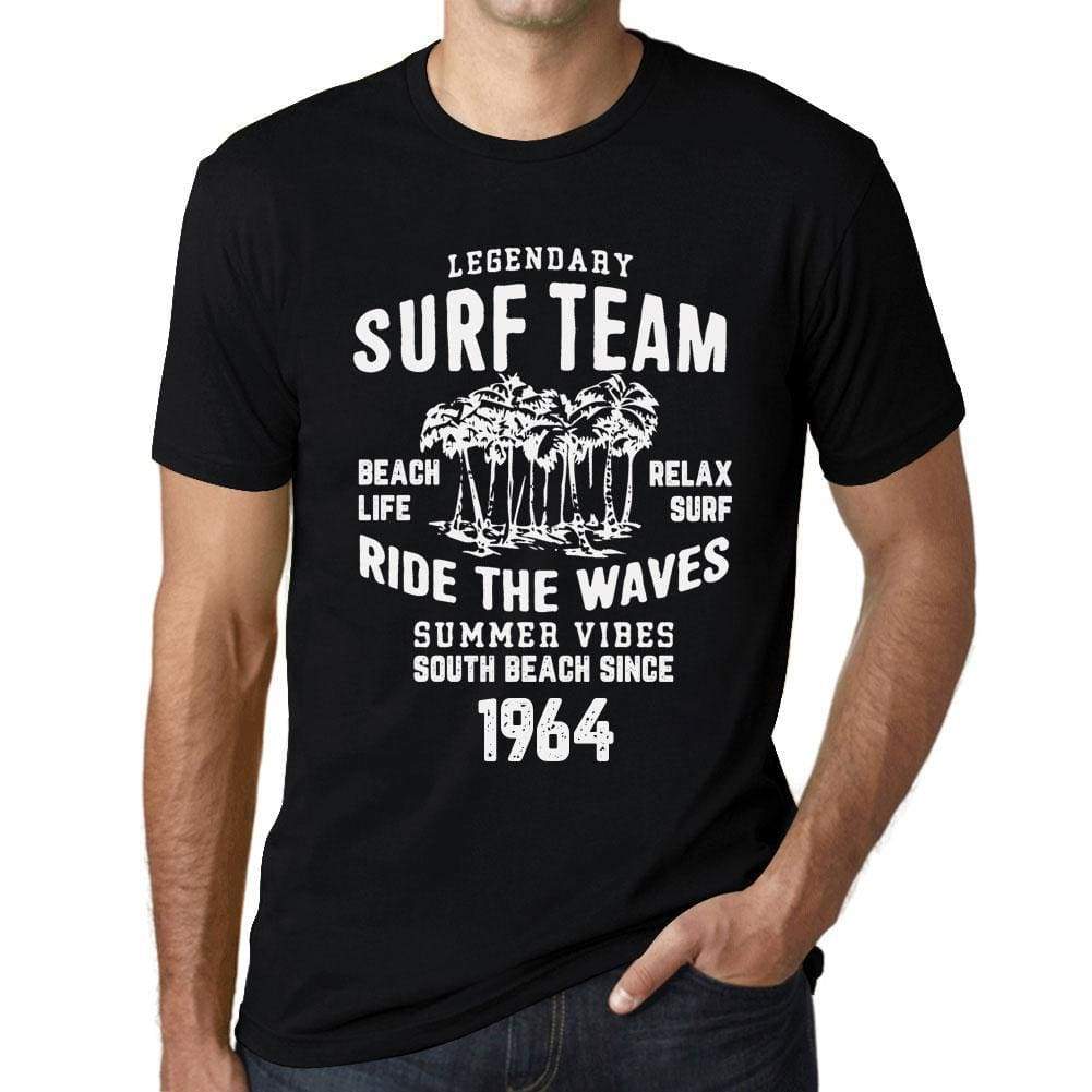 Mens Vintage Tee Shirt Graphic T Shirt Surf Team 1964 Deep Black - Deep Black / Xs / Cotton - T-Shirt