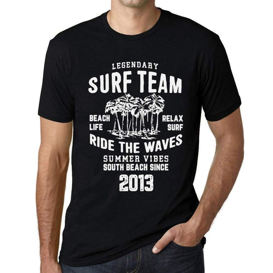 Mens Vintage Tee Shirt Graphic T Shirt Surf Team 2013 Deep Black - Deep Black / Xs / Cotton - T-Shirt