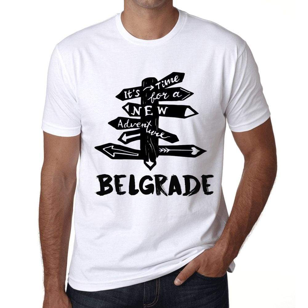 Mens Vintage Tee Shirt Graphic T Shirt Time For New Advantures Belgrade White - White / Xs / Cotton - T-Shirt