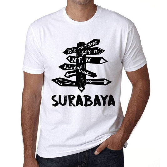 Mens Vintage Tee Shirt Graphic T Shirt Time For New Advantures Surabaya White - White / Xs / Cotton - T-Shirt