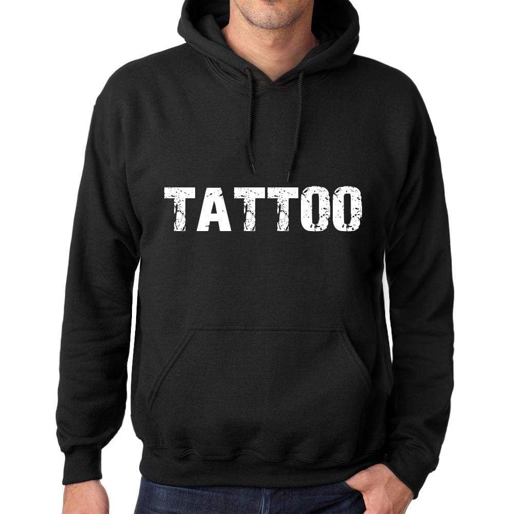 Mens Womens Unisex Printed Graphic Cotton Hoodie Soft Heavyweight Hooded Sweatshirt Pullover Popular Words Tattoo Deep Black - Black / Xs /