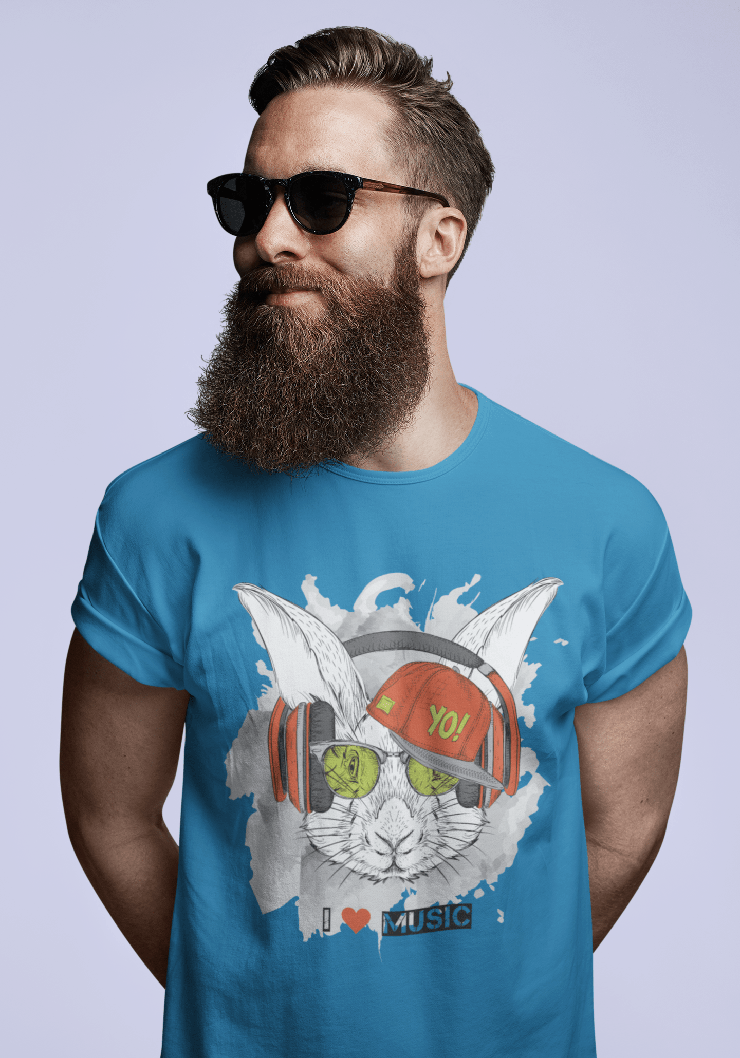 ULTRABASIC Men's Novelty T-Shirt Cool Rabbit Yo - I Love Music Funny Tee Shirt