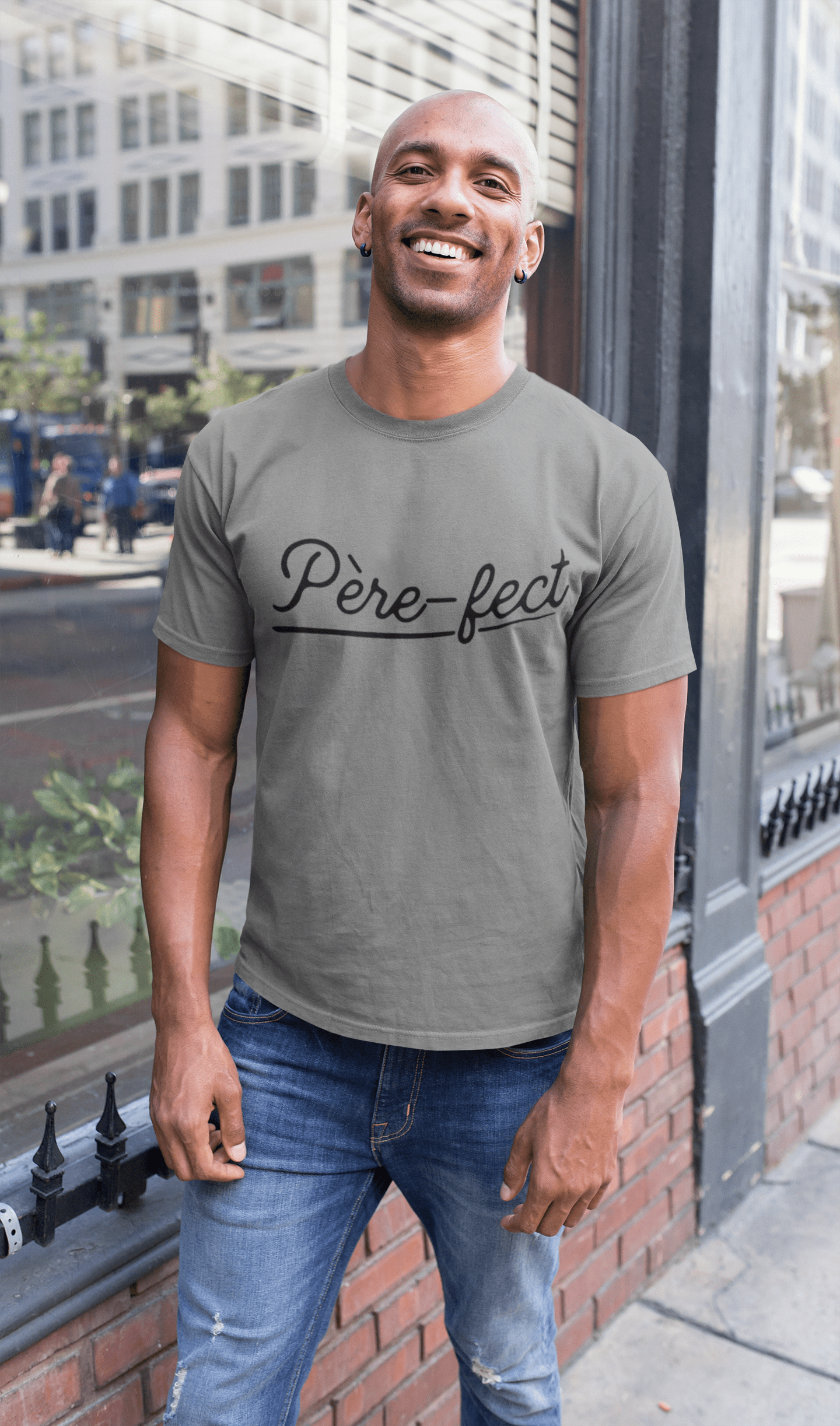 Ultrabasic - Père-FECT Papa T-Shirt Parfait Unisex Tee Gris Chiné