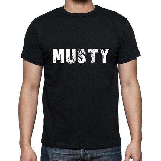 Musty Mens Short Sleeve Round Neck T-Shirt 5 Letters Black Word 00006 - Casual