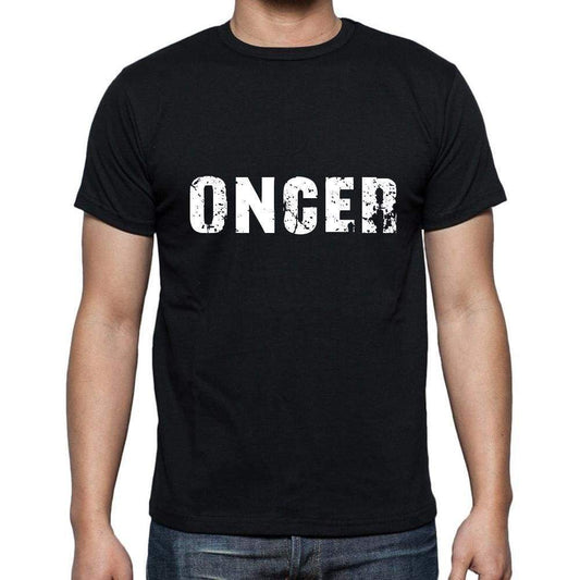 Oncer Mens Short Sleeve Round Neck T-Shirt 5 Letters Black Word 00006 - Casual
