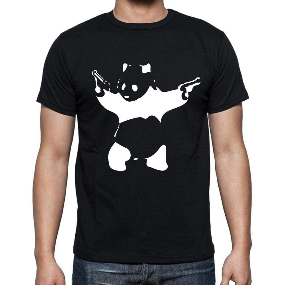 Panda Shooting Black Gift Tshirt Mens Tee Black 00191