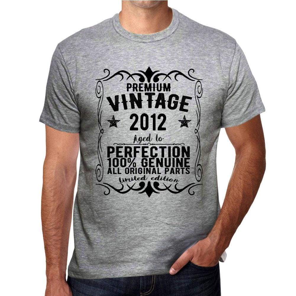 Premium Vintage Year 2012 Grey Mens Short Sleeve Round Neck T-Shirt Gift T-Shirt 00366 - Grey / S - Casual