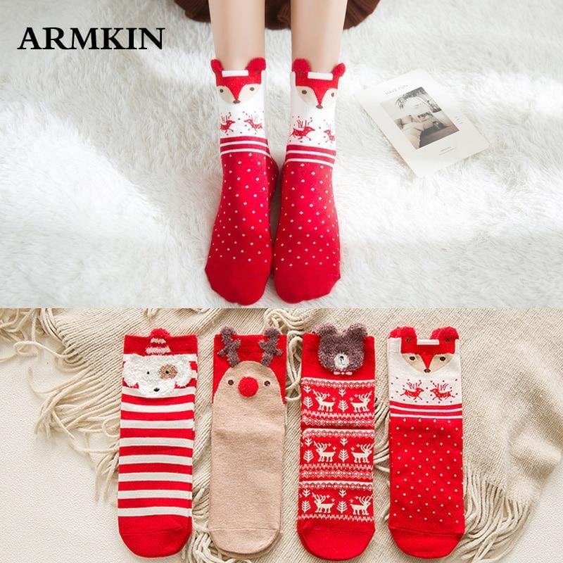 ARMKIN 1 paire femmes chaussettes décontracté hiver chaussettes de noël David cerf chaussettes coton dessin animé garder au chaud dame chaussettes cadeau de noël