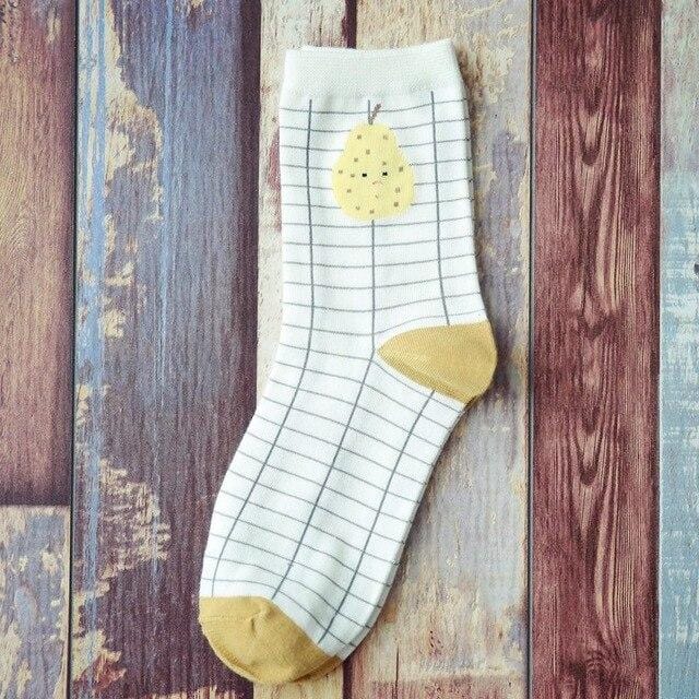 Sommer koreanische Happy Fruits Socken Zitrone Avocado Ananas Kirsche Blaubeere Orange Gardenien Bananenblätter bedruckte Unisex-Socken