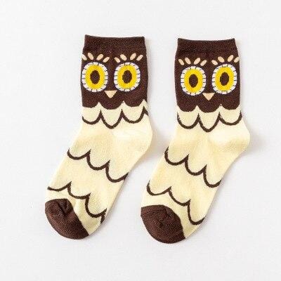 Mode femme drôle hibou femme coton chaussettes coréen femme style heureux mignon animal dessin animé cheville chaussettes