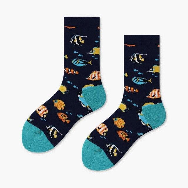 Women Socks Winter Cartoon Creativity Leopard Cat Animal Socks Harajuku Crazy Cotton Funny Casual Happy Socks Men Novelty Sox