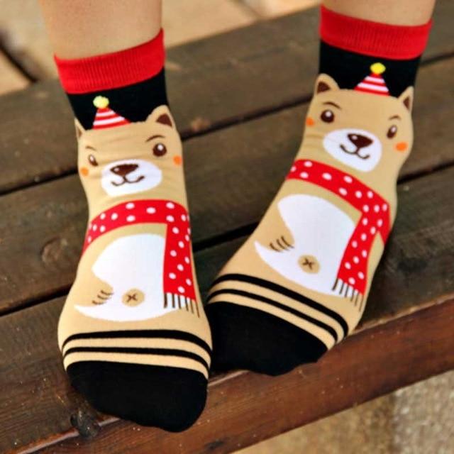 2018 New Design Christmas Santa Claus Socks Women Cotton Short Elk Winter Socks Cartoon Deer Snow Man Cute Socks New Year Gift