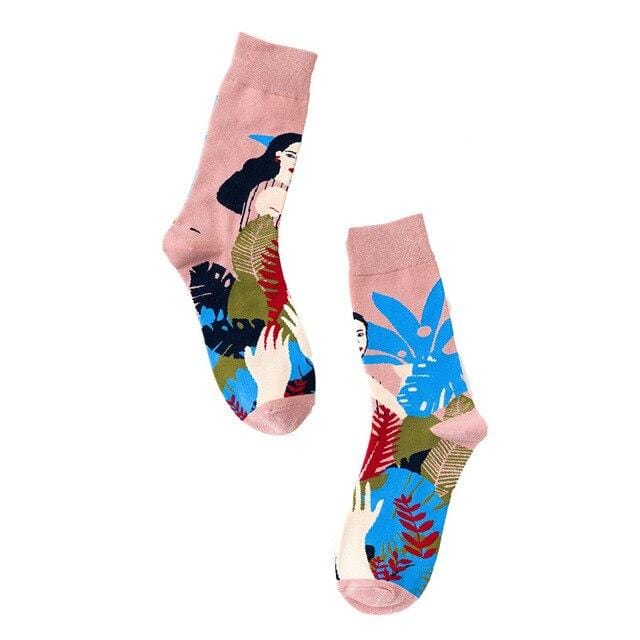 Chaussettes Hip-hop en coton pour femmes, automne, motif de dessin animé imprimé, Tube central, respirantes, personnalité, chaussettes de rue, Slim pour adultes